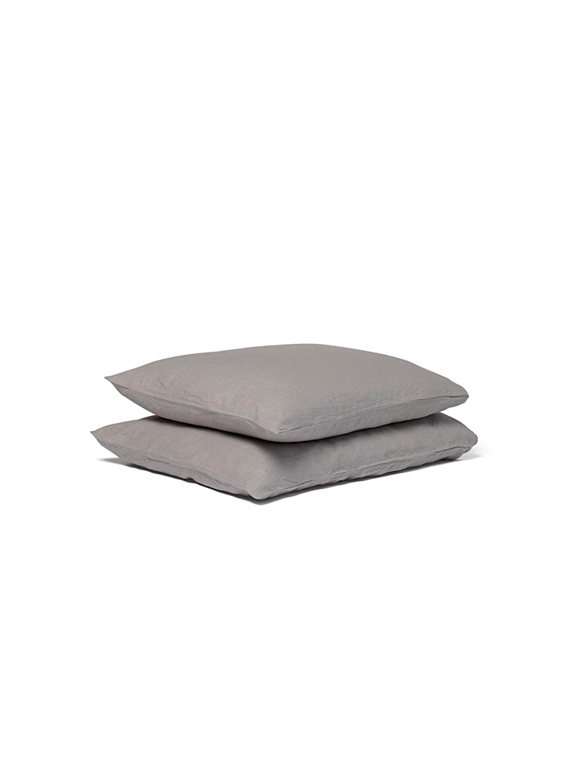 Wilet Grey Pre-washed pure linen pillowcases Set of 2