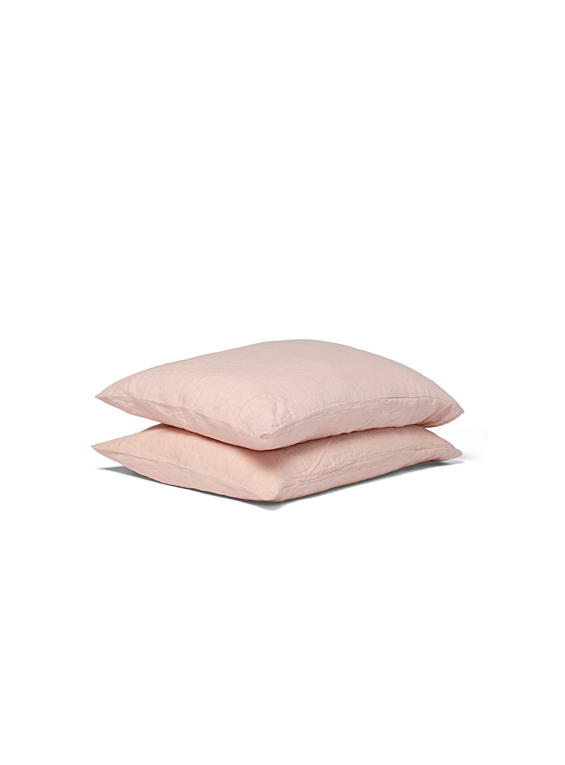 Wilet Dusky Pink Pre-washed pure linen pillowcases Set of 2