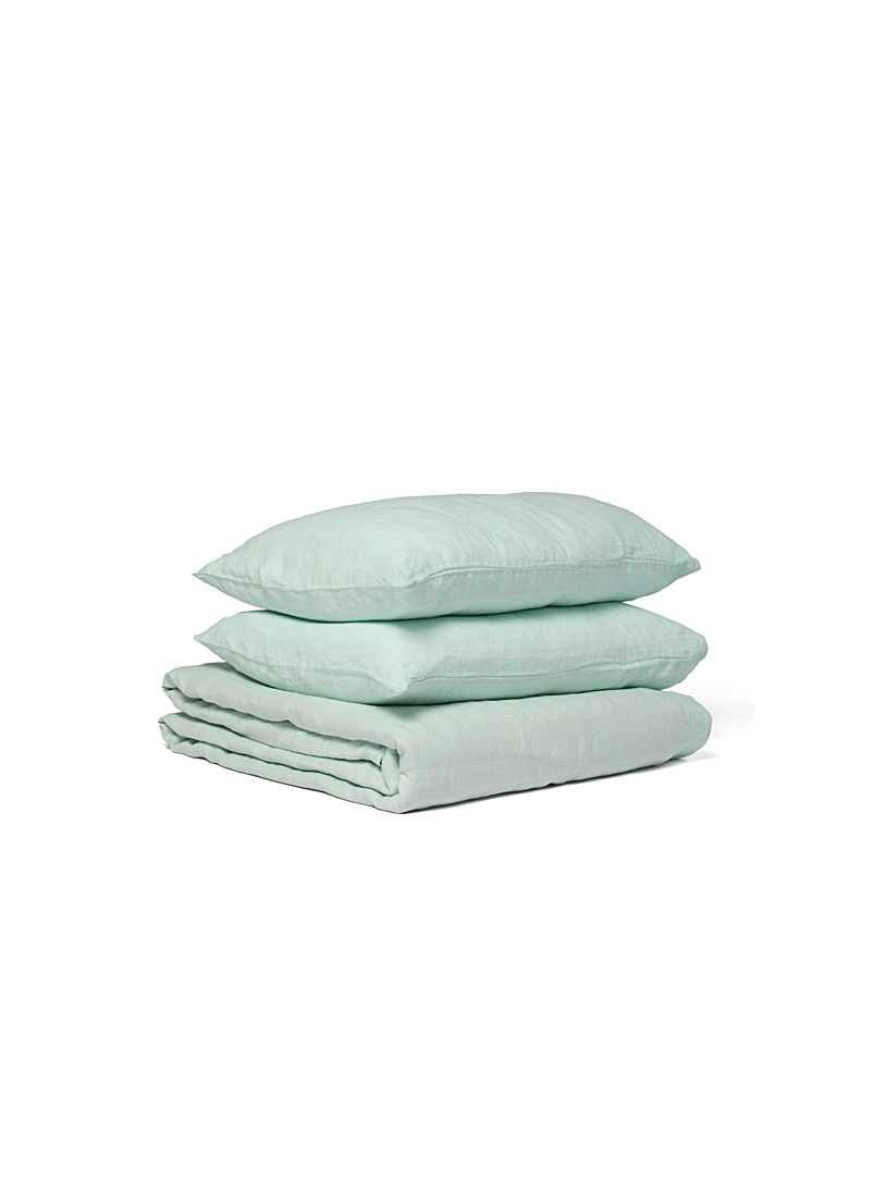 Wilet Baby Blue Mint green pure pre-washed linen duvet cover set
