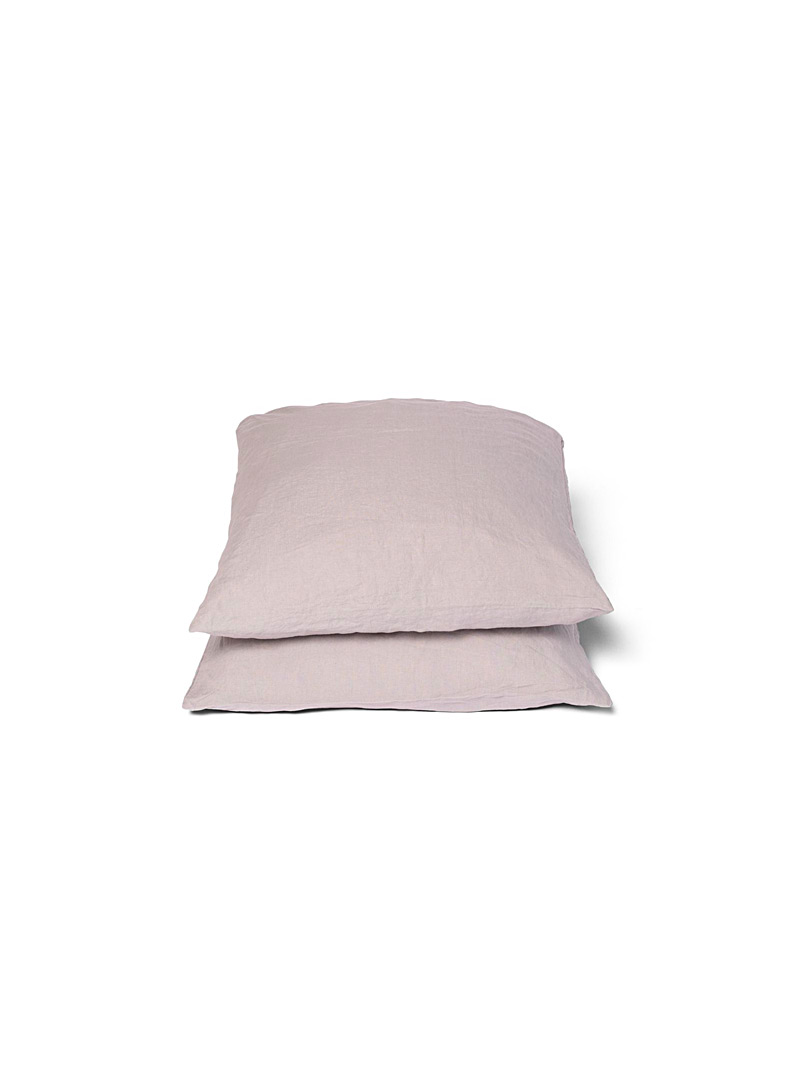 Wilet Light Brown Light grey pre-washed pure linen Euro pillow shams Set of 2