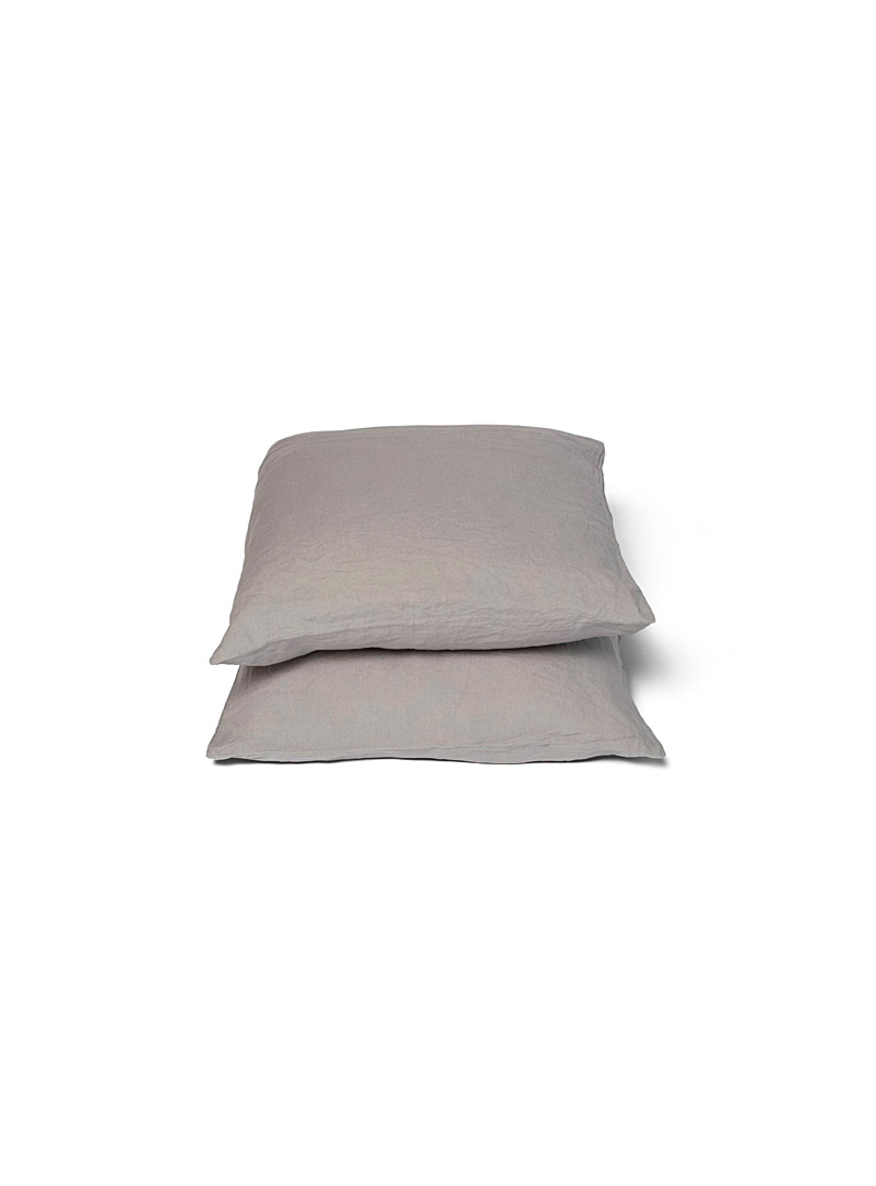 Wilet: Les couvre-oreillers euro pur lin lavé Ensemble de 2 Gris