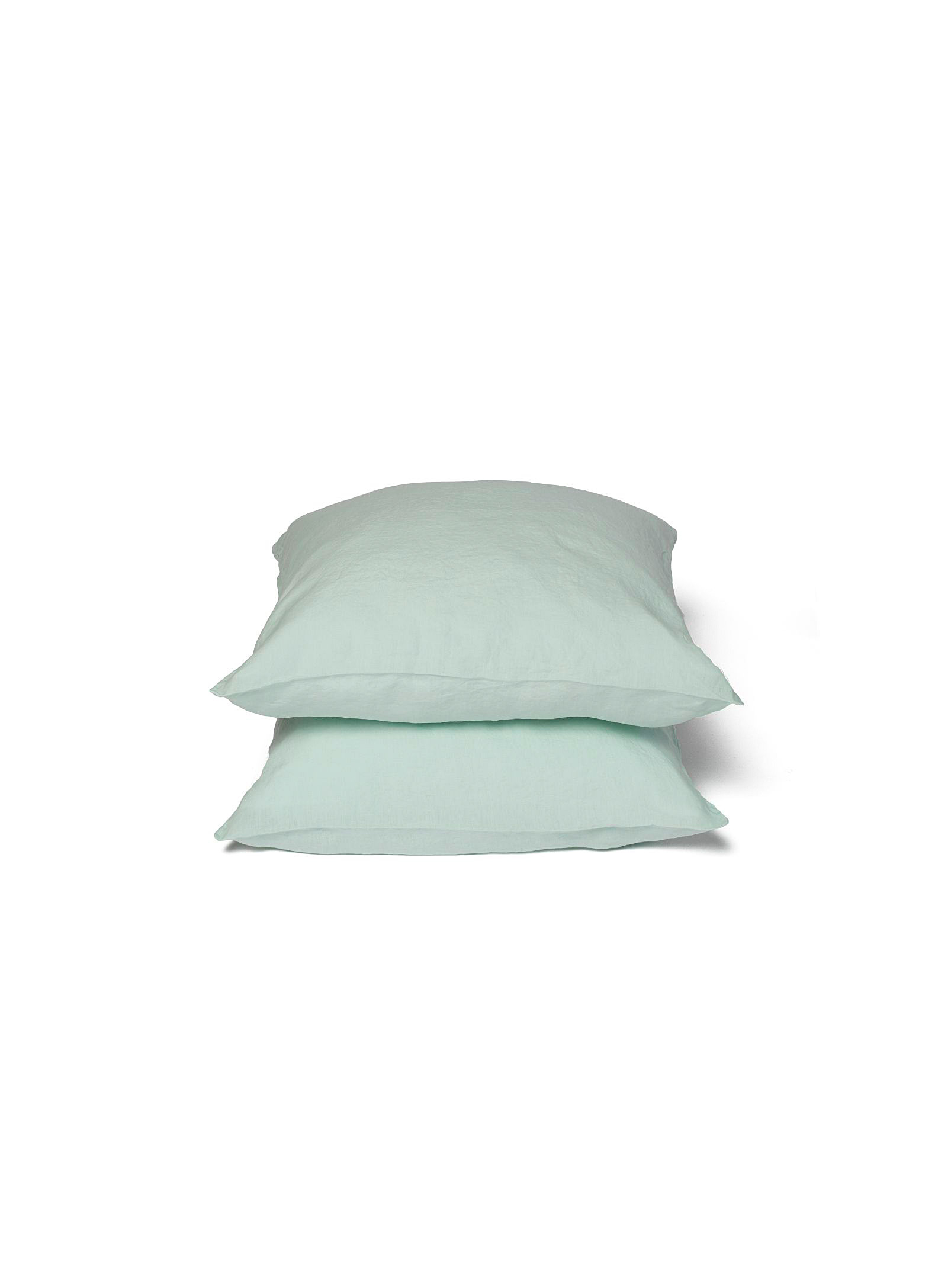 Wilet Mint Green Pre-washed Pure Linen Euro Pillow Shams Set Of 2 In Baby Blue