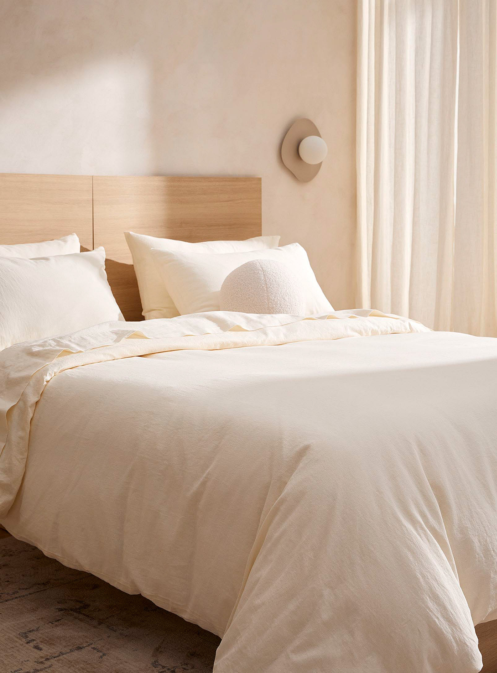 Wilet Cotton And Linen Duvet Cover Set In Ivory White