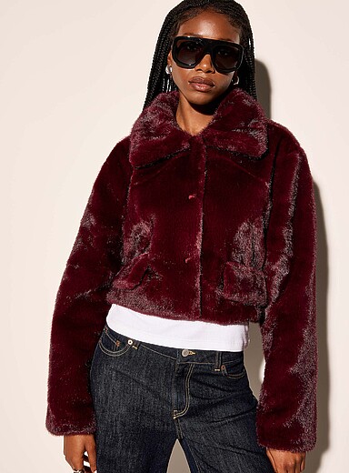Cropped faux-fur jacket