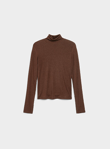 Ic&ocirc;ne: Le t-shirt ultradoux col roul&eacute; Chocolat - Espresso pour femme