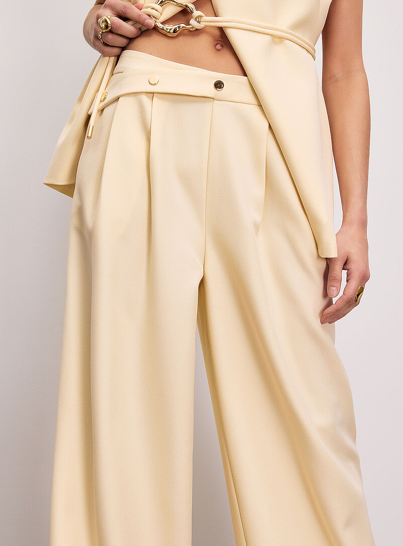 Asymmetric-belt pleated wide-leg pant | Icône | Shop Women%u2019s
