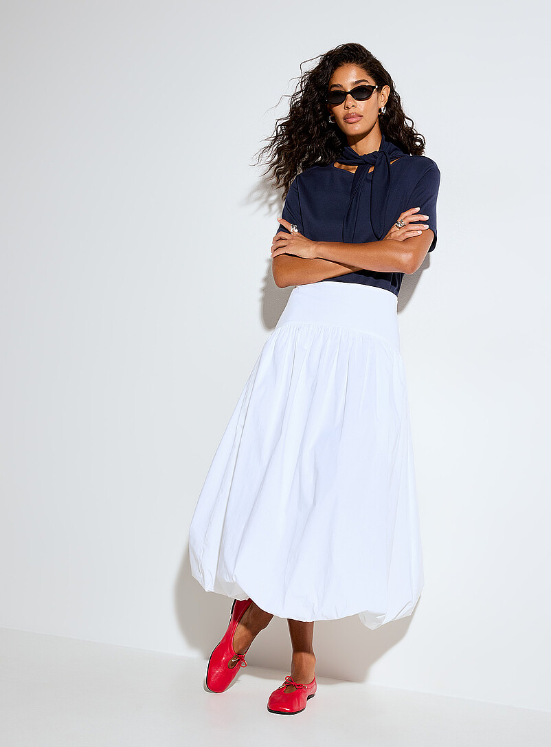 Ic&ocirc;ne White Scarf collar T-shirt for women