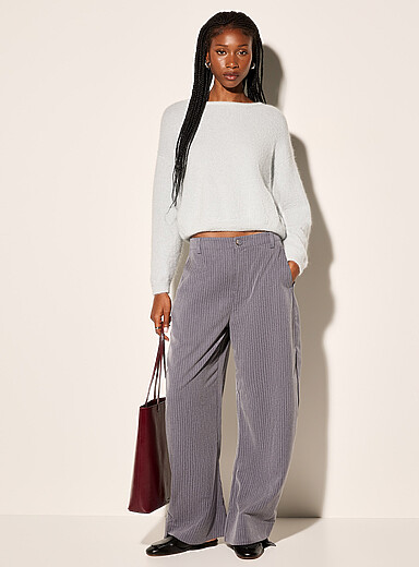 Ic&ocirc;ne: Le pantalon ballon rayures banquier Gris &agrave; motifs pour femme