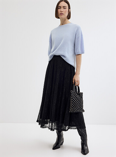 Contemporaine Black Floral lace maxi dress for women