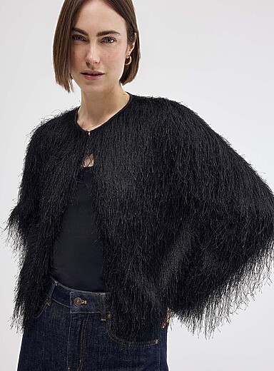 Contemporaine Black Fringes gone wild blazer for women