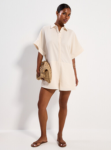Seersucker striped romper