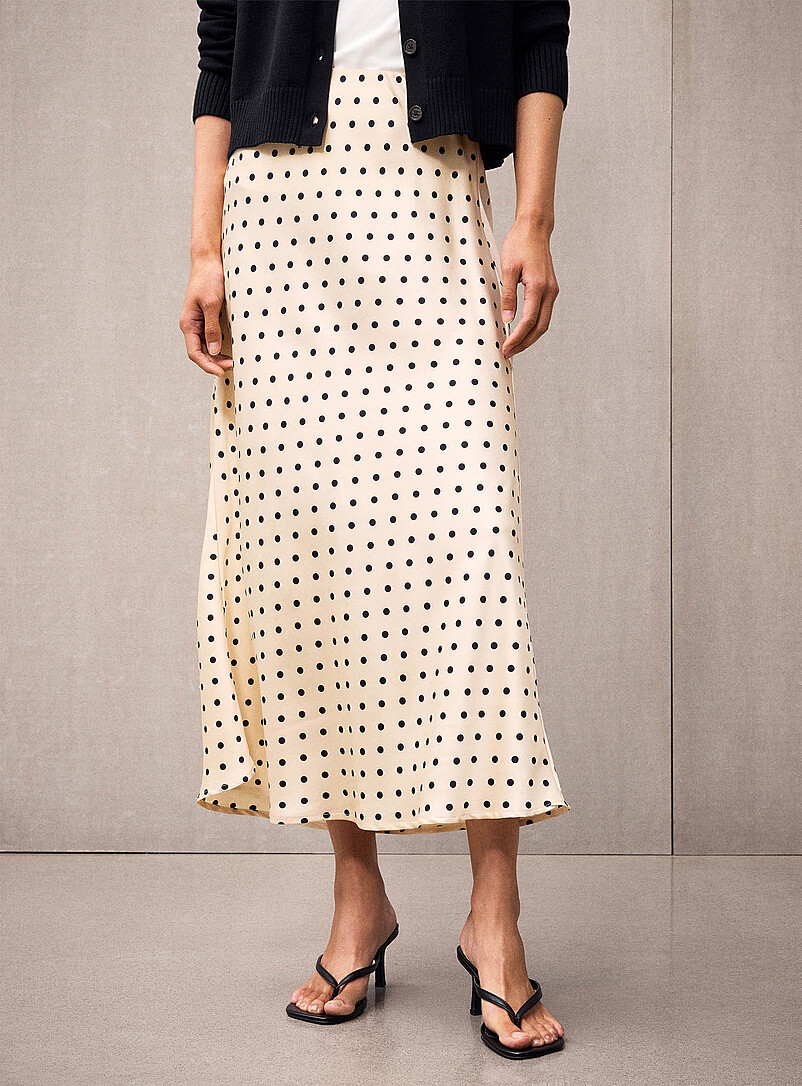 Elastic waist polka-dotted satin skirt product image 2