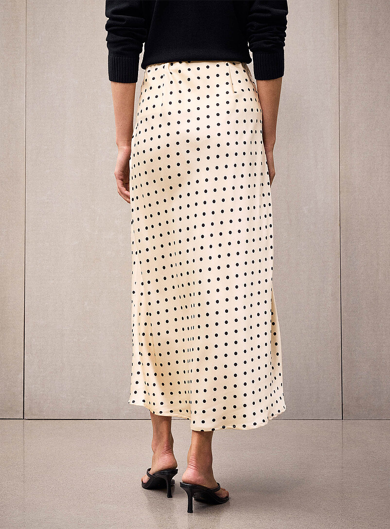 Elastic waist polka-dotted satin skirt product image 3