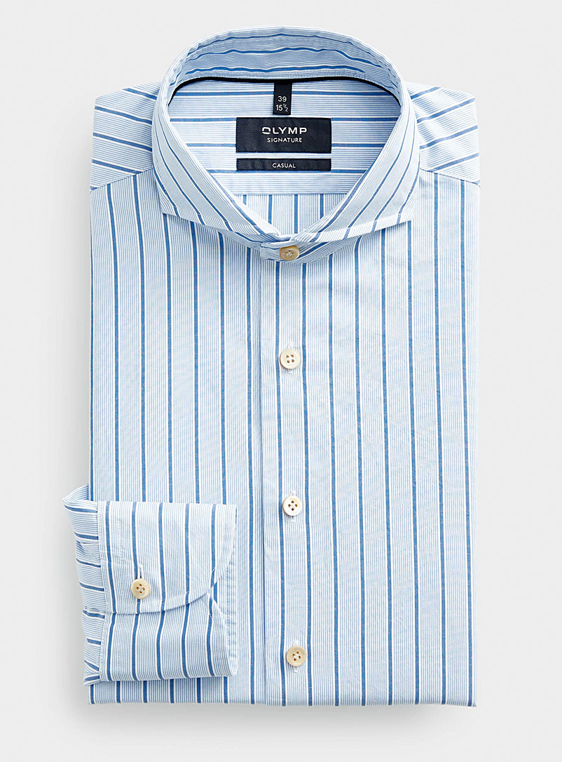 Olymp: La chemise pur coton rayures bleues Coupe moderne Bleu pour homme