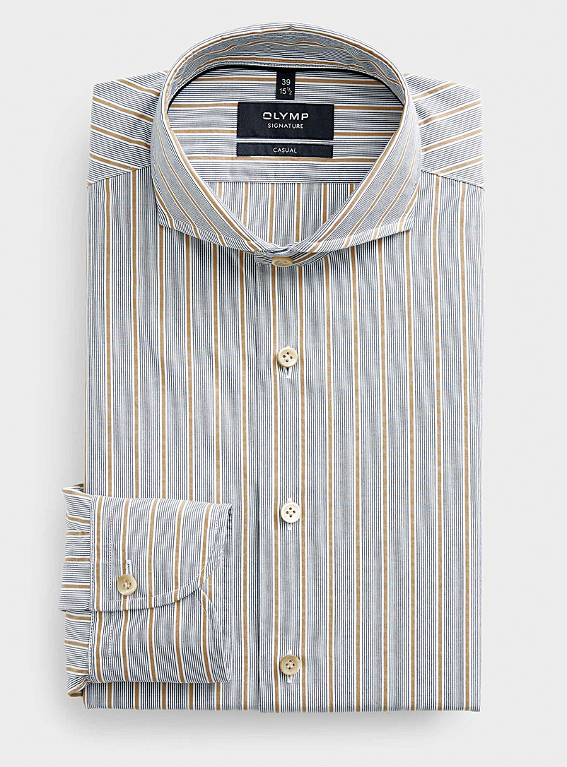 Olymp Blue Accent stripe pure cotton shirt Modern fit for men