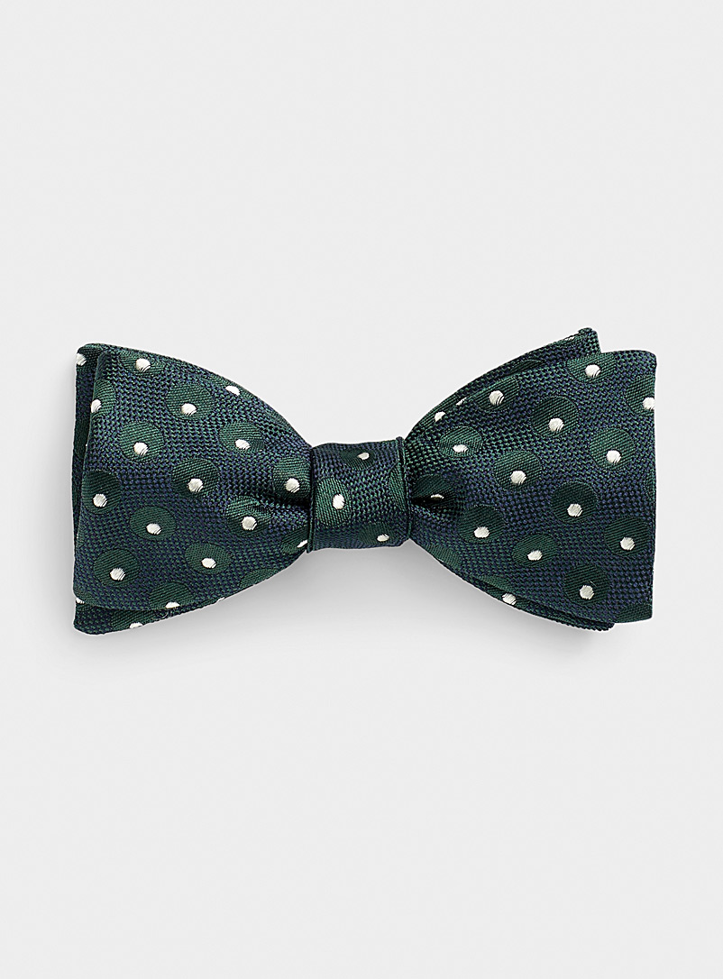 Olymp Green Pointed-circle jacquard bow tie for men