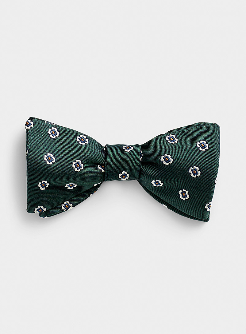 Olymp Green Geo floral jacquard bow tie for men