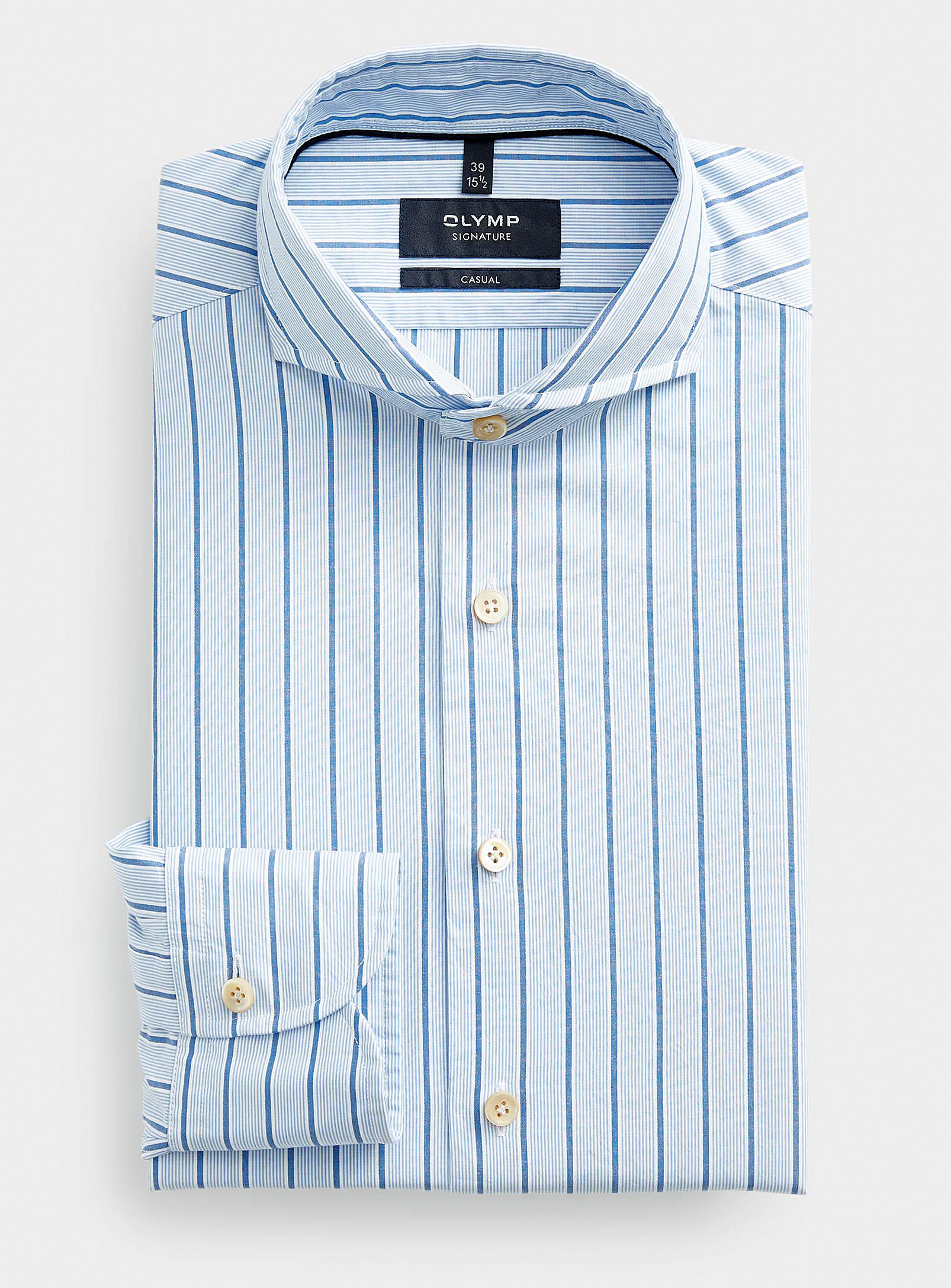 Olymp - Men's Blue stripe pure cotton shirt Modern fit