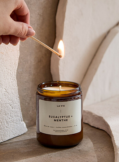 Eucalyptus and mint scented candle