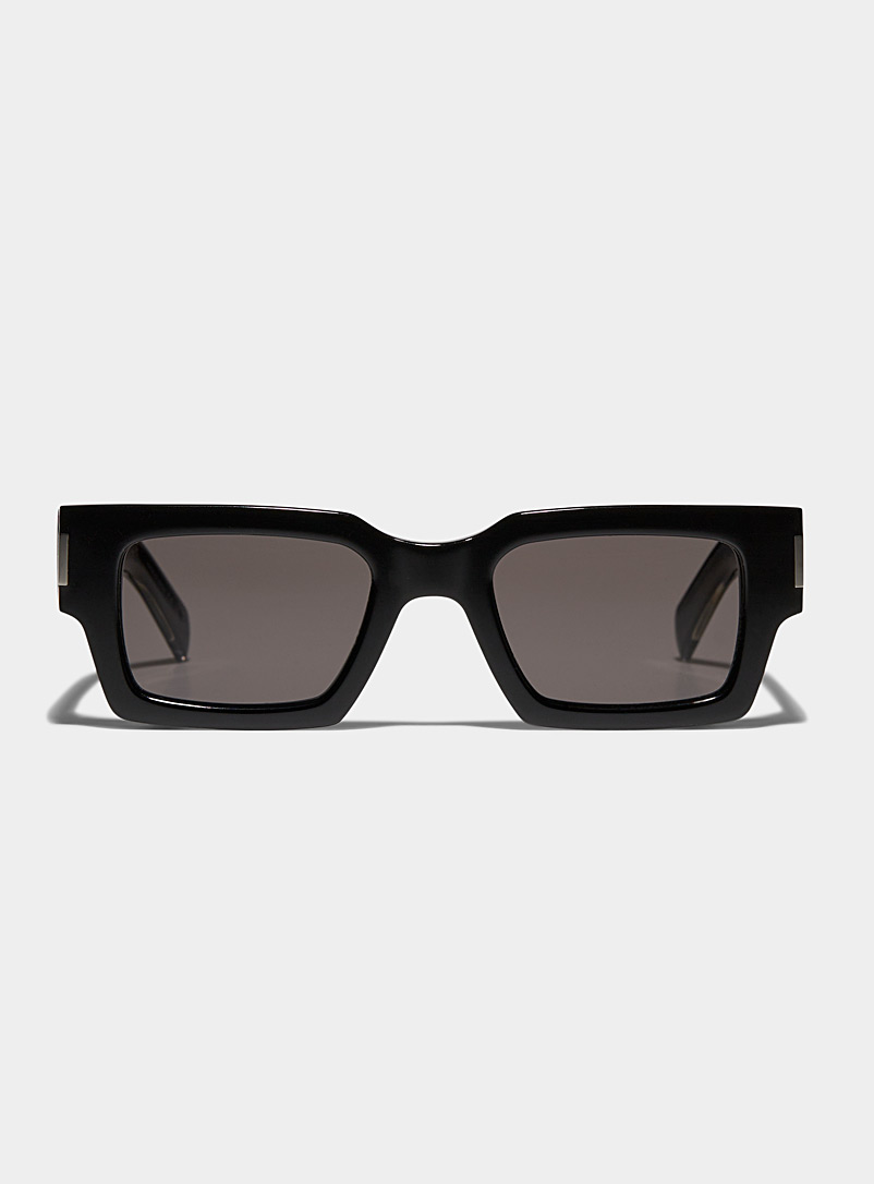 Saint Laurent: Les lunettes de soleil carrées branches bimatières Noir pour homme