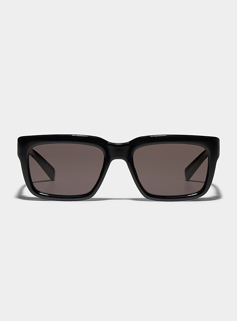 Saint Laurent Black Glossy black rectangular sunglasses for men