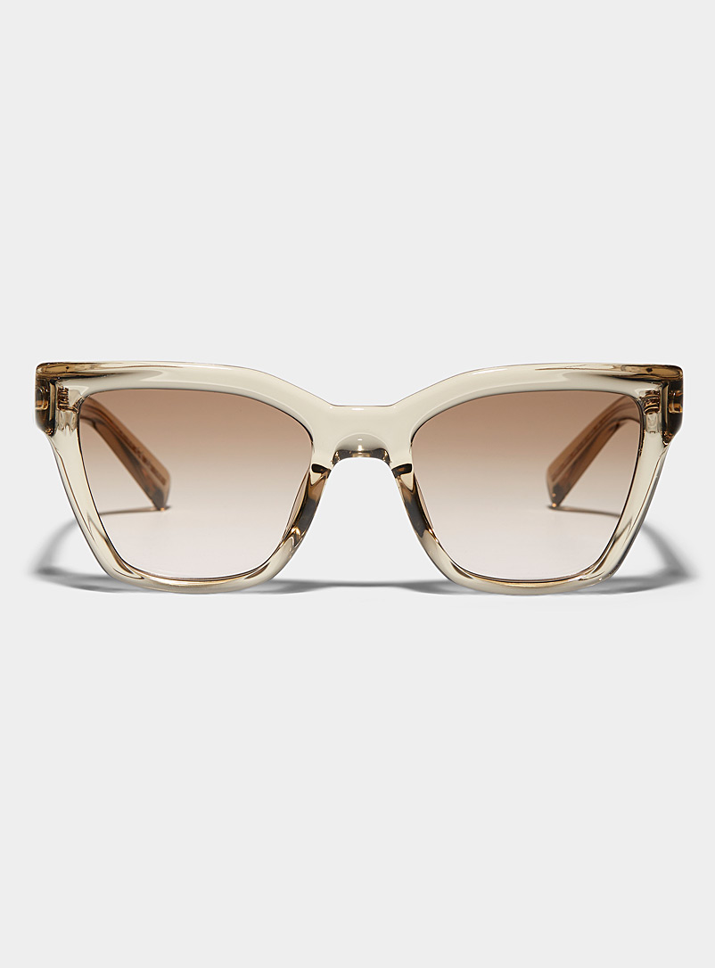 Saint Laurent: Les lunettes de soleil carrées translucides champagne Jaune or pour femme