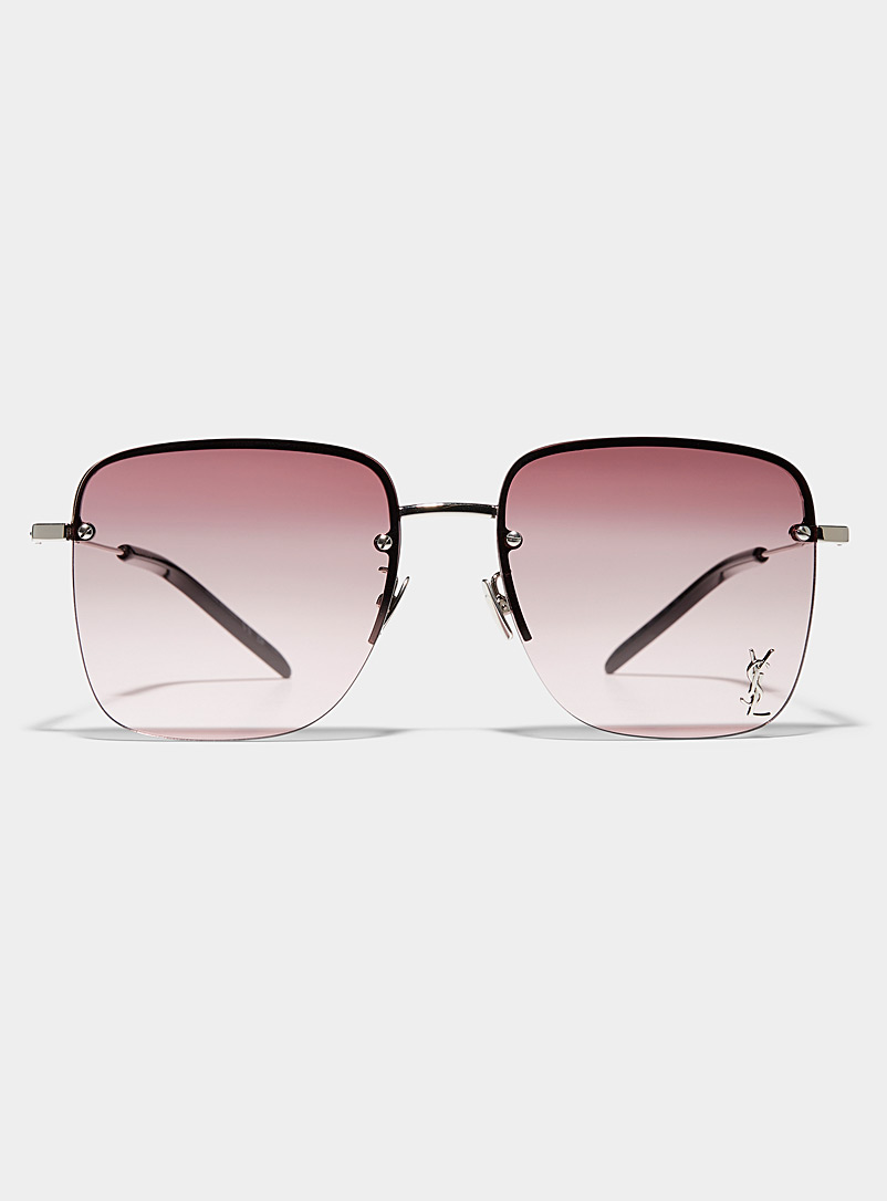 Saint Laurent: Les lunettes de soleil carrées pourpres Brun clair pour femme