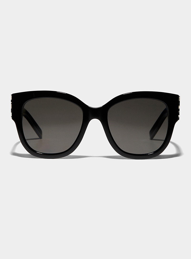 Saint Laurent: Les lunettes de soleil charnières signature Noir pour femme