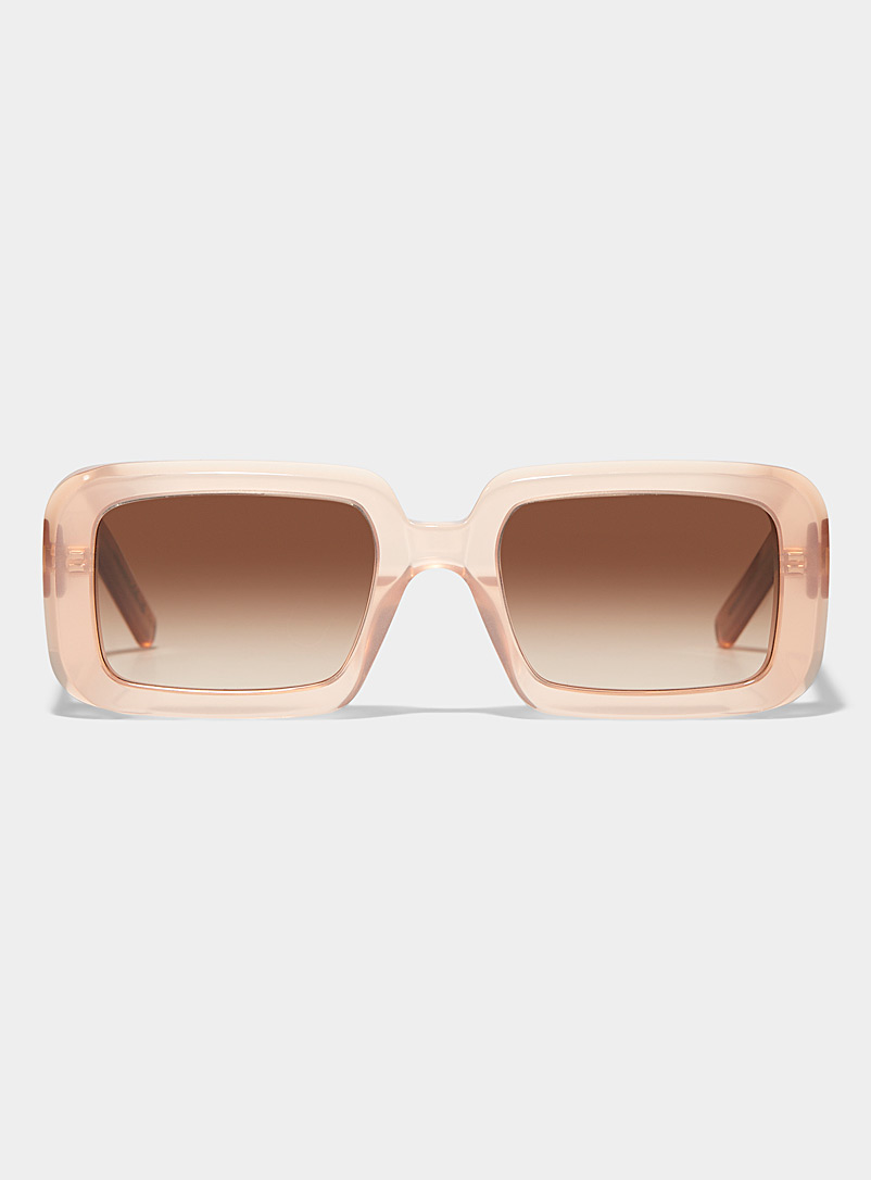 Saint Laurent Ivory/Cream Beige Sunrise rectangular sunglasses for women