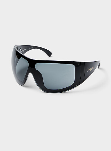 Rounded frame wraparound sunglasses