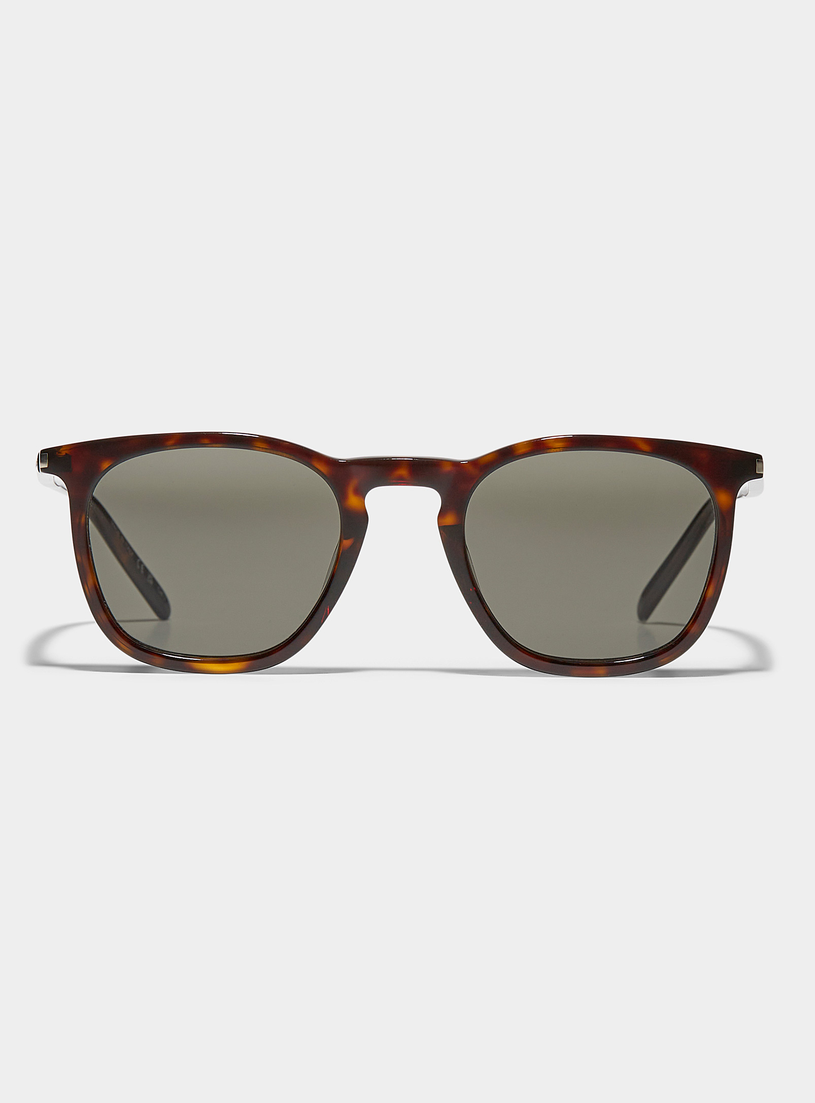 Saint Laurent Turtle Shell Wayfarer Sunglasses In Brown