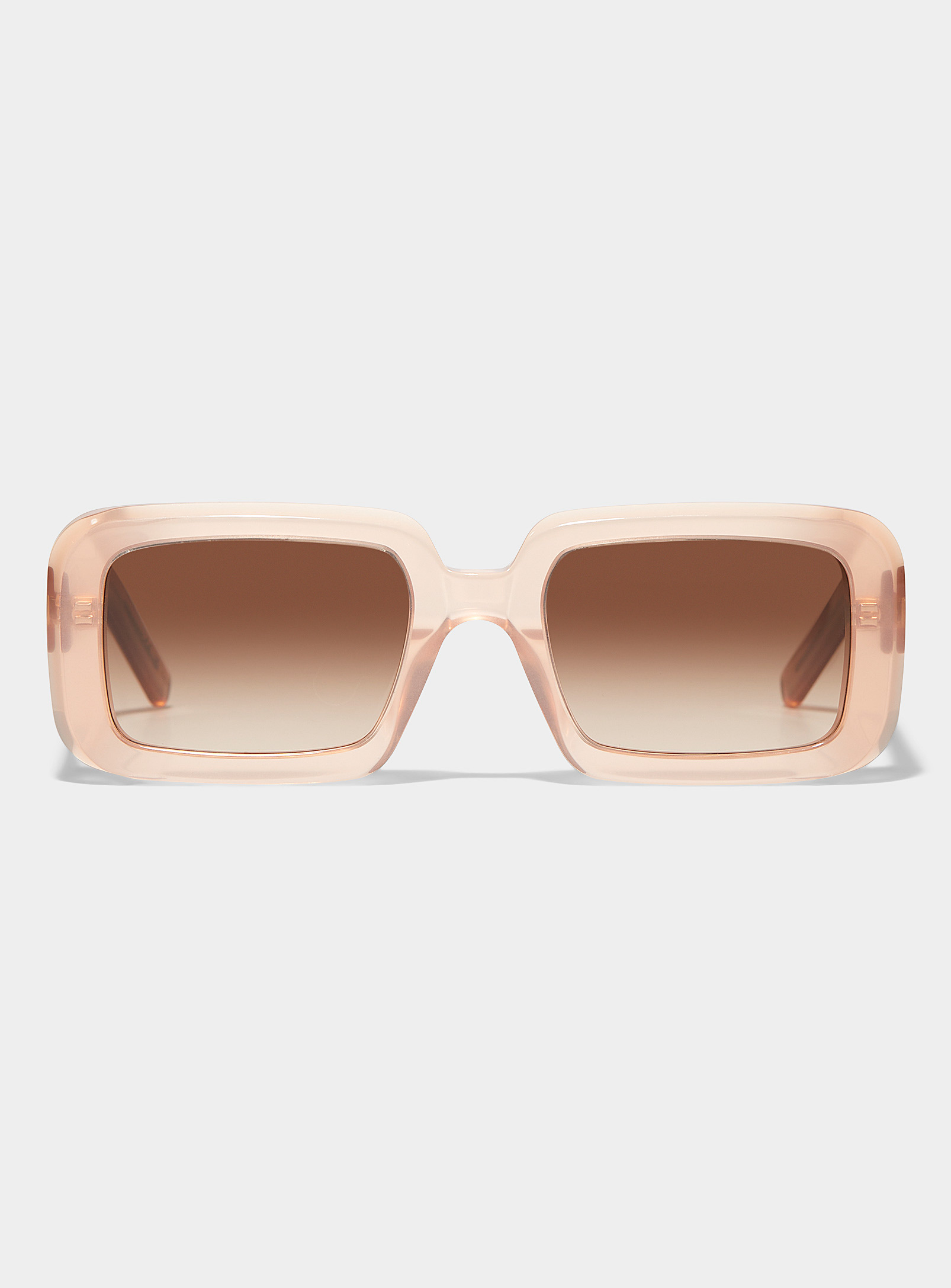 Shop Saint Laurent Sunrise Rectangular Sunglasses In Ivory/cream Beige