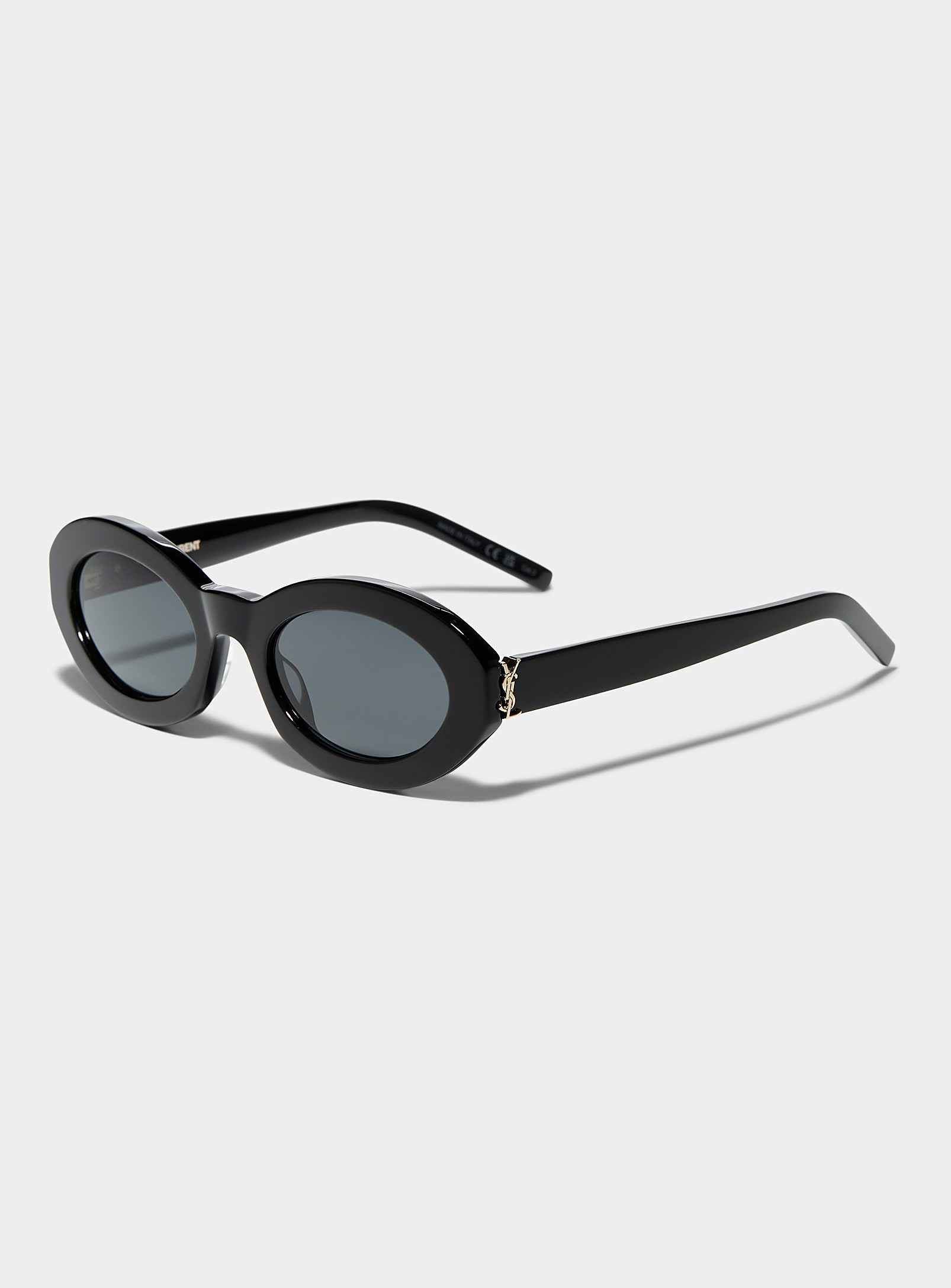 Saint Laurent Signature Hinges Oval Sunglasses In Black