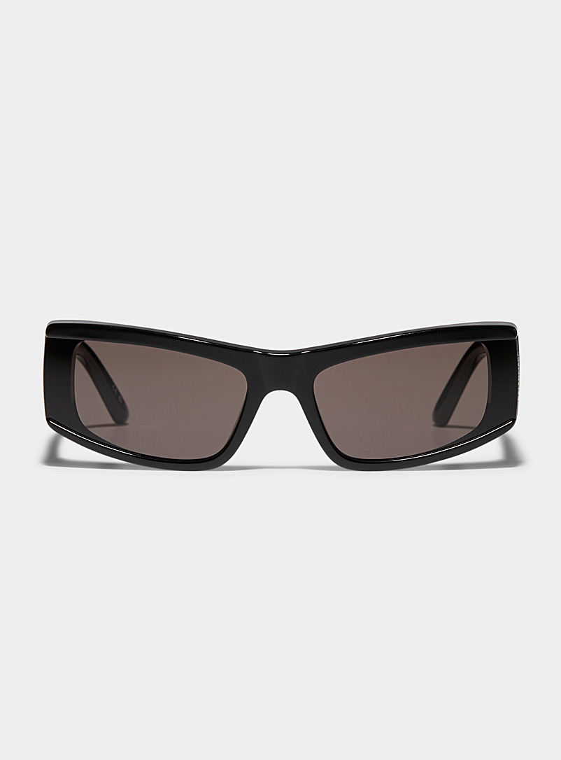 Balenciaga: Les lunettes de soleil verres coupés logo Noir pour homme