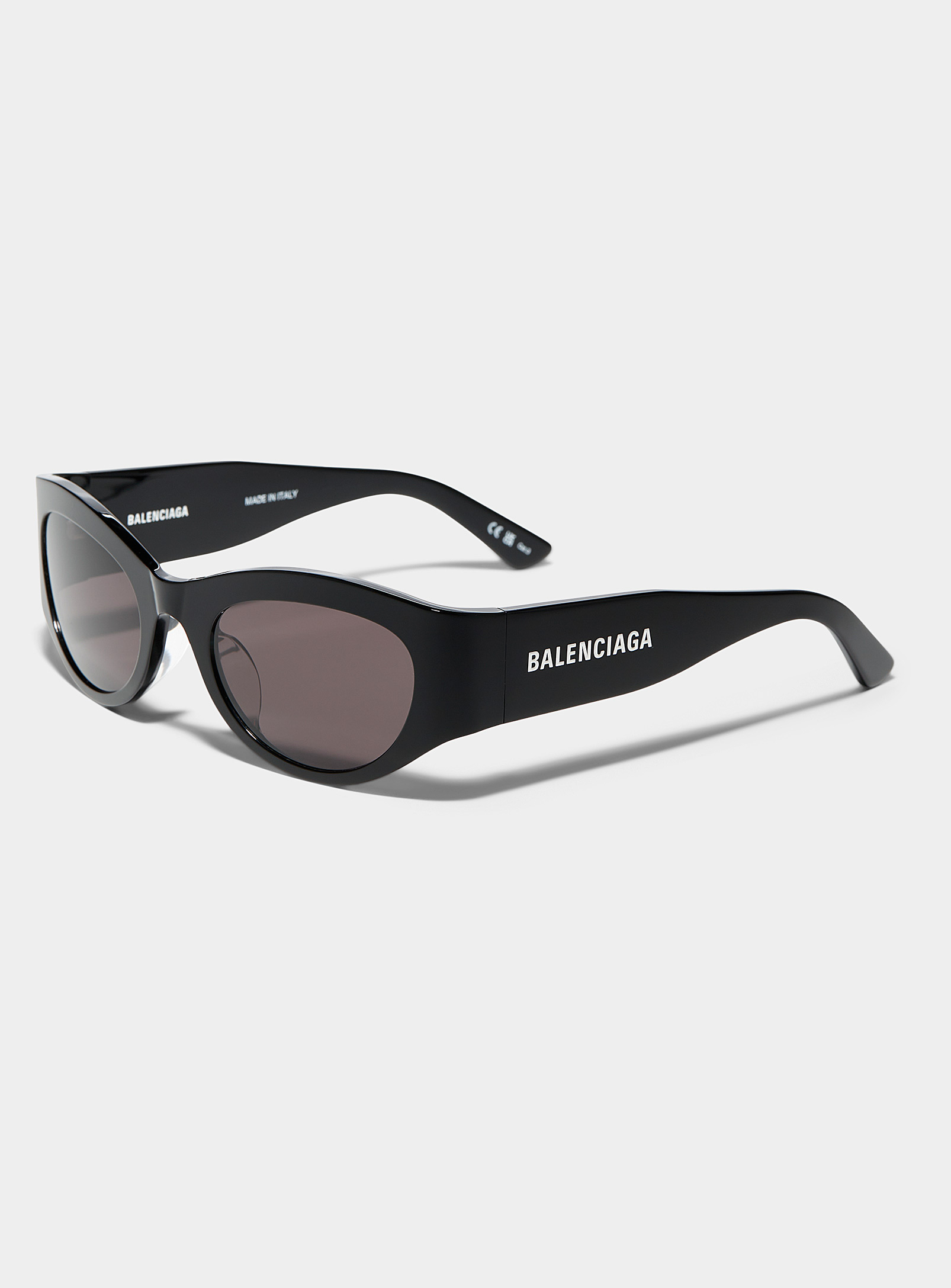 Balenciaga Accent Signature Round Sunglasses In Black
