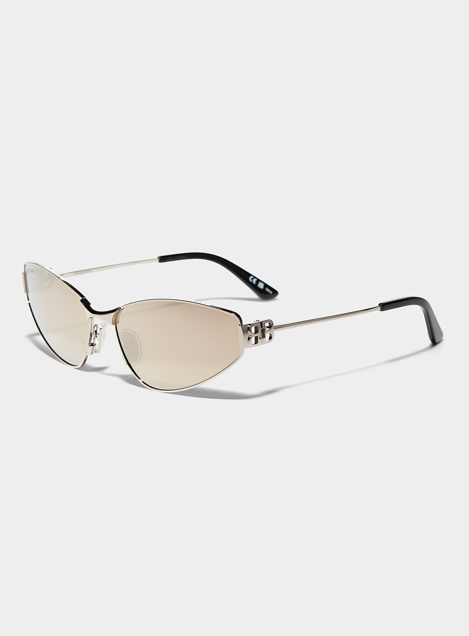 Balenciaga Narrow Cat-eye Sunglasses In Metallic