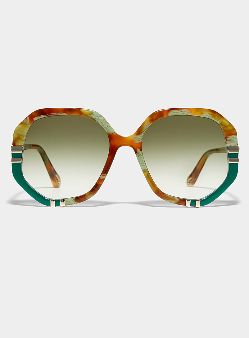 Chloé: Les lunettes de soleil deux tons massives West Sarcelle - Turquoise pour femme