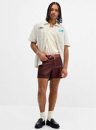 Braided side-band satiny boardshort