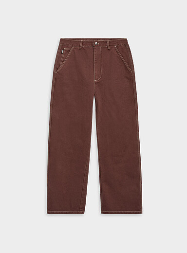 White topstitching sepia worker pant <b>Loose fit</b>
