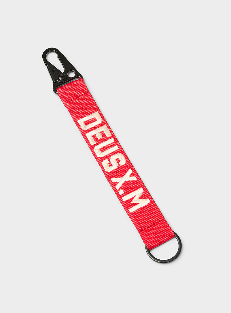 Embroidered Typographic Strap Key Ring