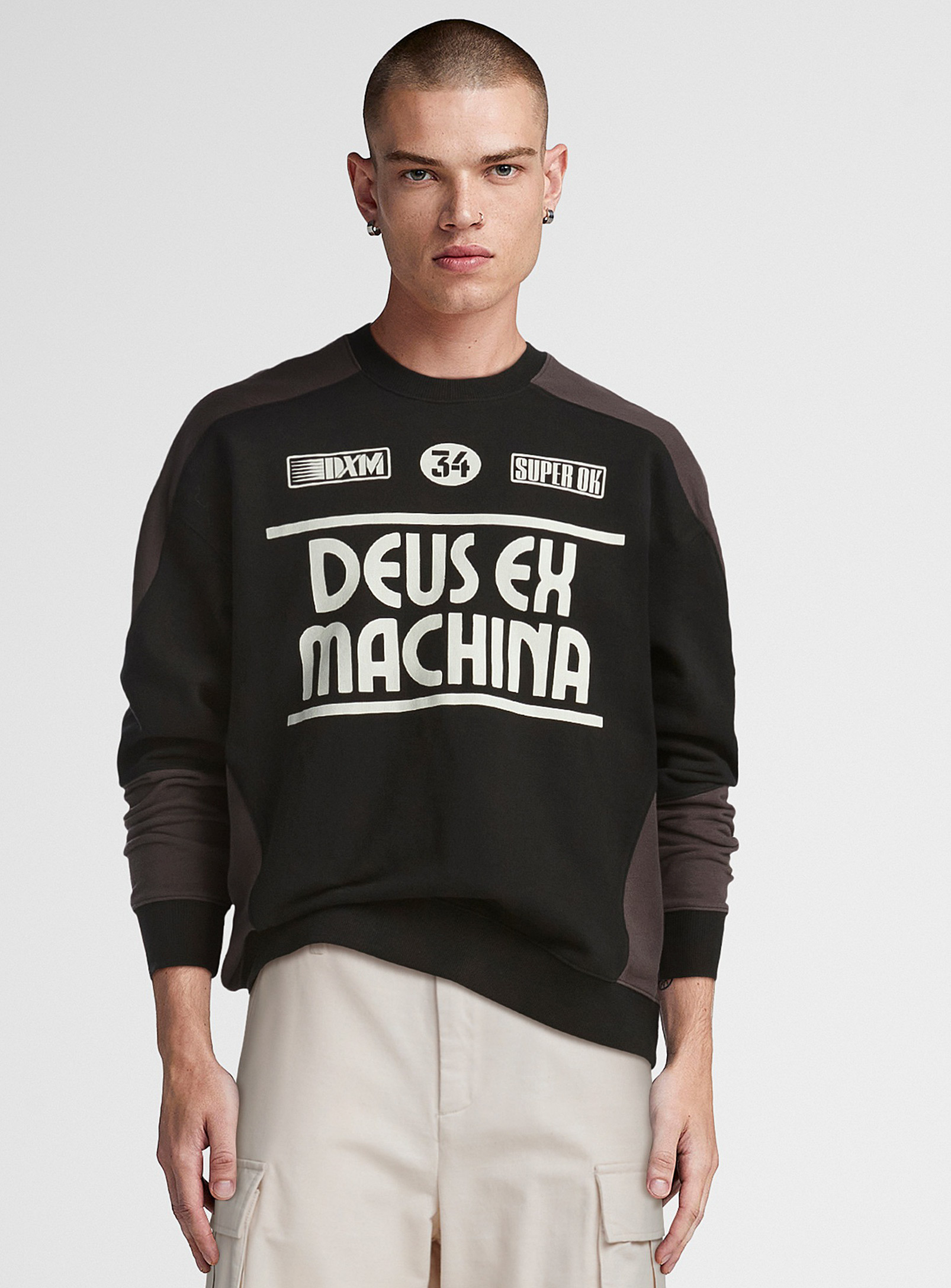 Deus Two-tone Printed Sweatshirt In Black