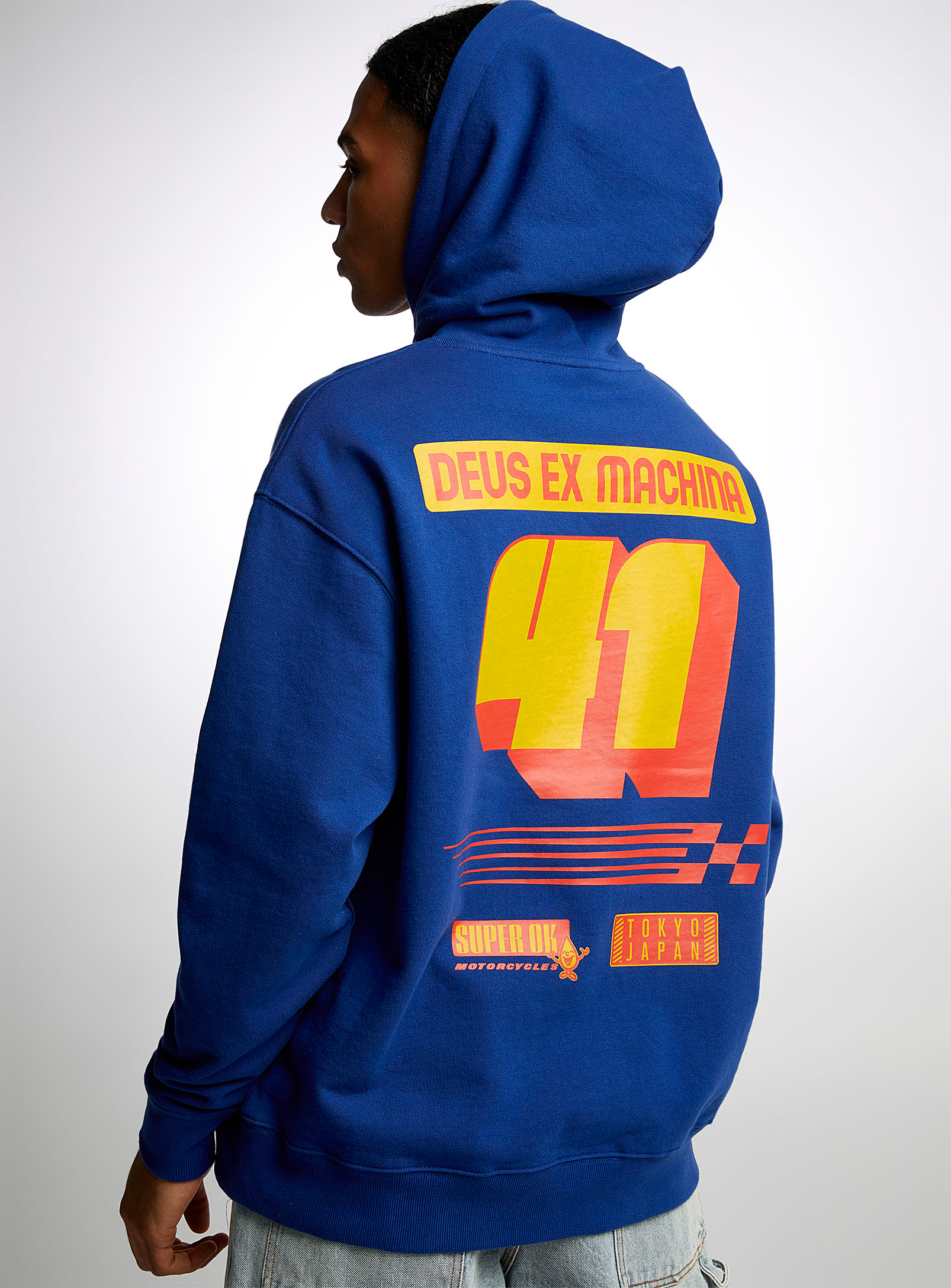 Deus - Men's Racing-print blue hoodie