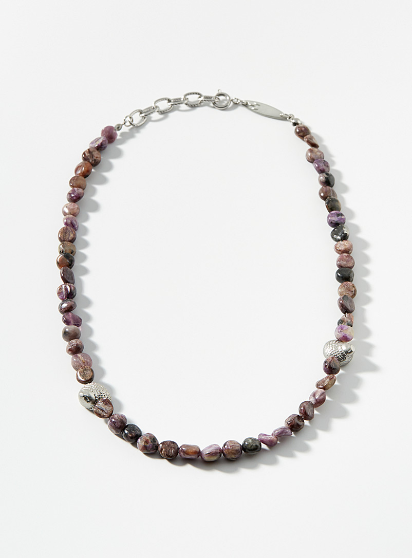 AFTER PRAY Mauve Shell bead mauve larimar necklace for men
