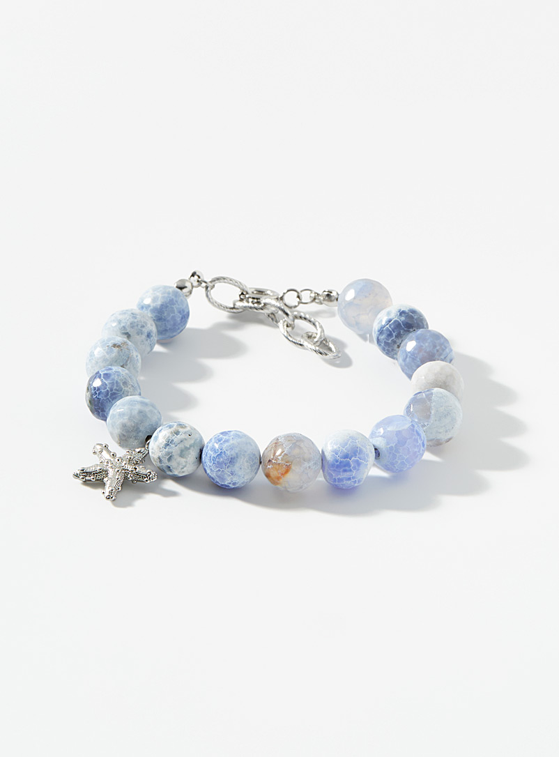 AFTER PRAY: Le bracelet agate bleue étoile de mer Bleu pour homme