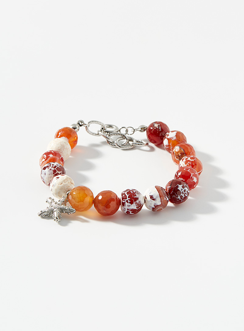AFTER PRAY: Le bracelet agate orange étoile de mer Orange pour homme