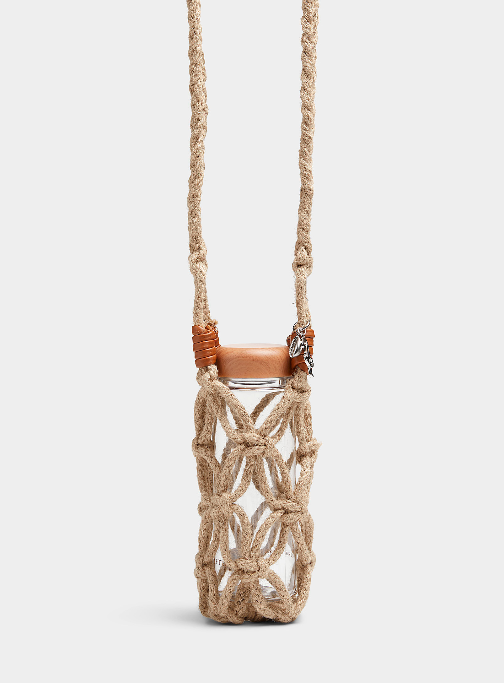 After Pray Bottle Braided Cord Bag In Patterned Ecru