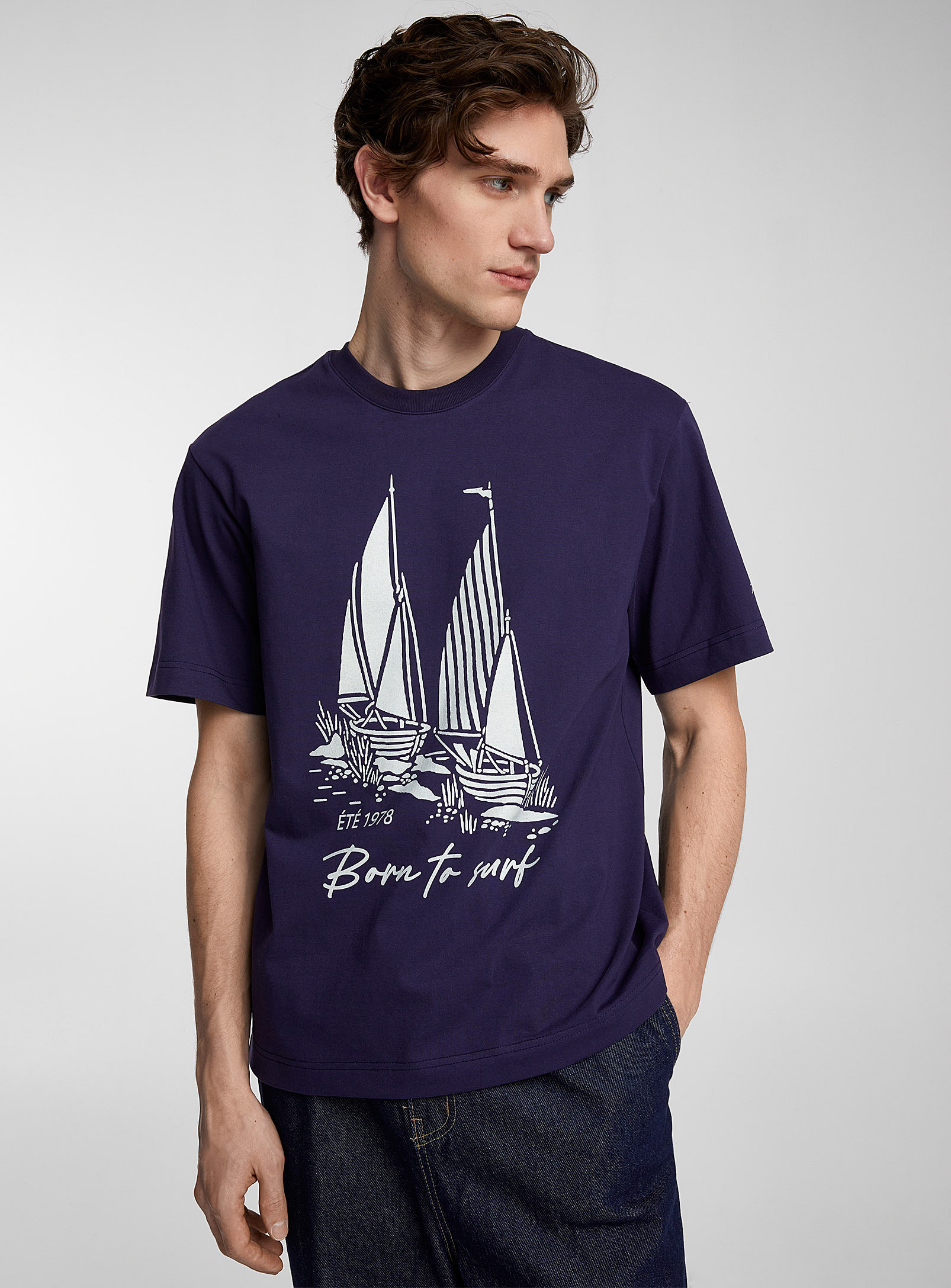 Le 31 Contrast-print Nautical T-shirt In Marine Blue