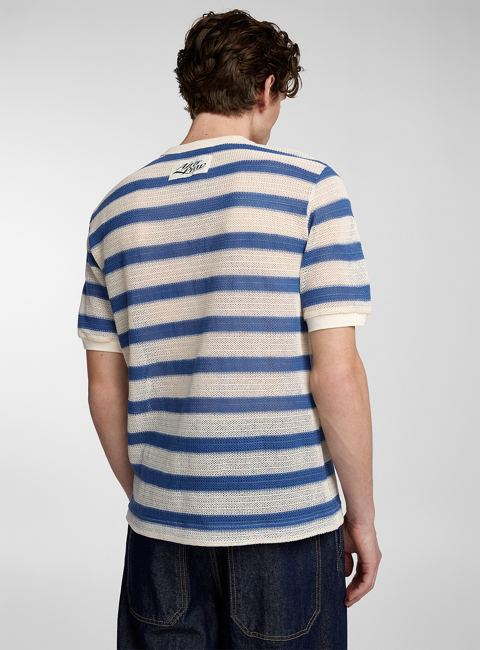 AFTER PRAY - Le t-shirt tricot ajouré rayures nautiques