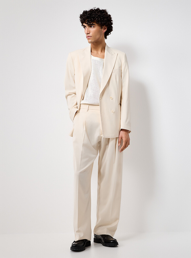 I'M BRIAN Ivory/Cream Beige Cream double-breasted blazer for men