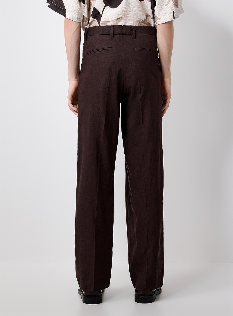 I'M BRIAN Brown Linen-blend chocolate-brown pant for men